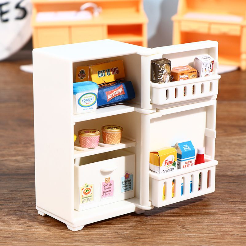 Sale 16PcsSet Doll 1:12 House Hot Freezer Model White