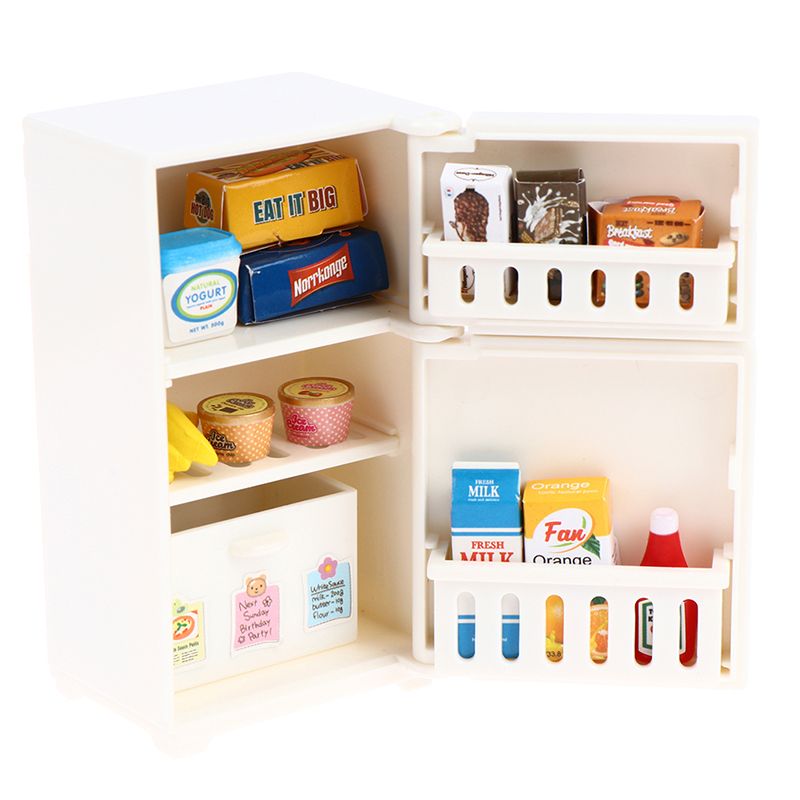Sale 16PcsSet Doll 1:12 House Hot Freezer Model White