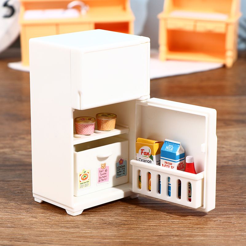 Sale 16PcsSet Doll 1:12 House Hot Freezer Model White