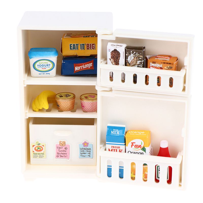 Sale 16PcsSet Doll 1:12 House Hot Freezer Model White