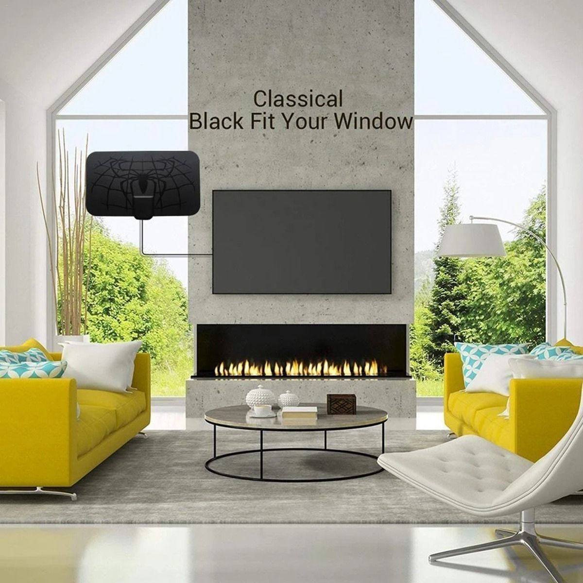 TV Antenna VHF(170-240Mhz)/UHF(470-860Mhz) Mini Indoor