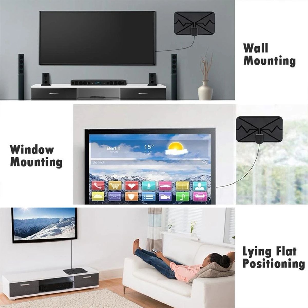 TV Antenna VHF(170-240Mhz)/UHF(470-860Mhz) Mini Indoor