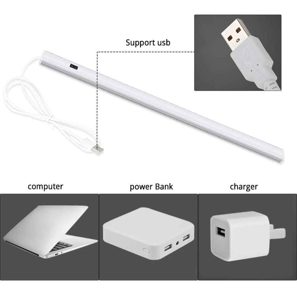 USB 5V Powered Smart LED Strip Light Hand Sweep Sensor Lamp Aluminum Profile Backlight For Kitchen Cabinet Wardrobes Cupboard-Changeable (3 Color)-40cm--