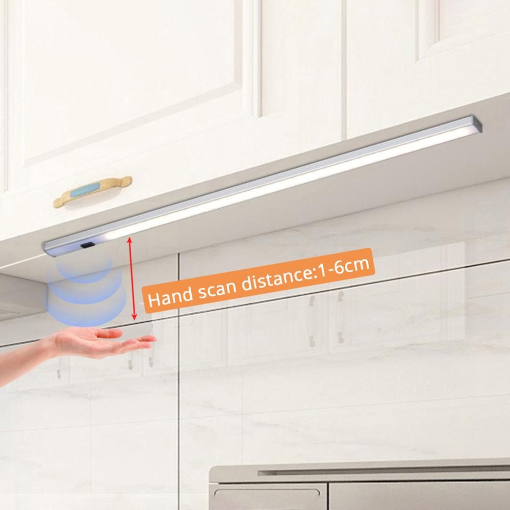 USB 5V Powered Smart LED Strip Light Hand Sweep Sensor Lamp Aluminum Profile Backlight For Kitchen Cabinet Wardrobes Cupboard-Changeable (3 Color)-40cm--