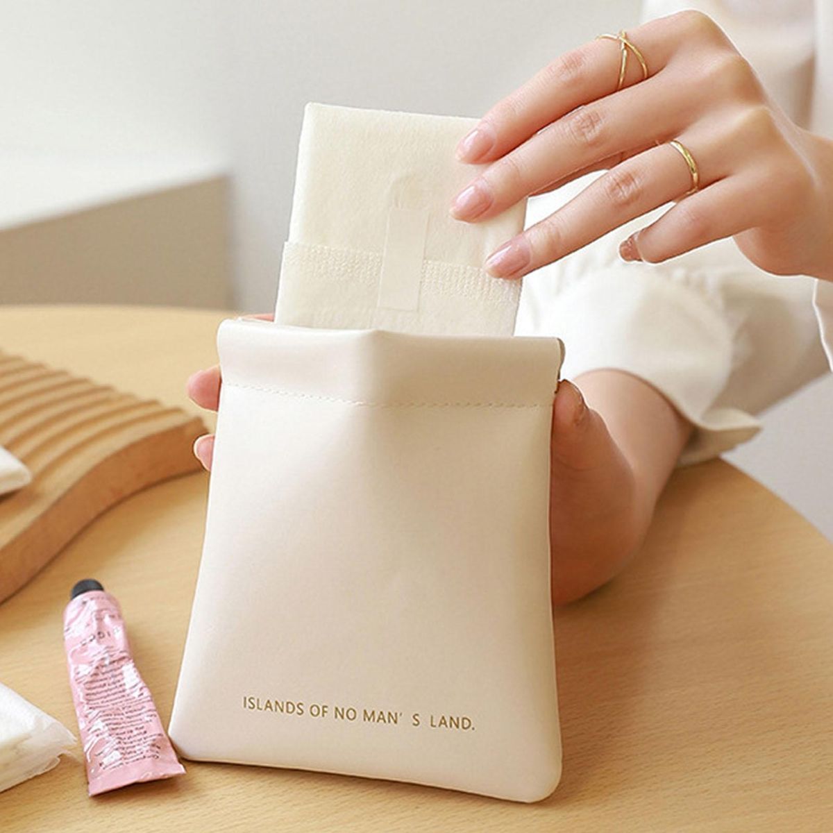 Multi-functional Storage Bag Chic Mini Waterproof Cosmetic for Makeup White