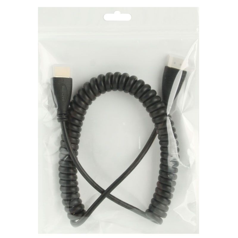1.4 Version, Gold Plated 19 Pin HDMI Male To HDMI Male Coiled Cable, Support 3D / Ethernet, Length: 60cm (can Be Extended Up To 2m)
