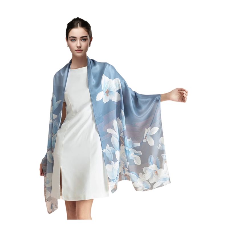 Scarf Women's Silk Flower Printed Chinese Style Shawl 800B