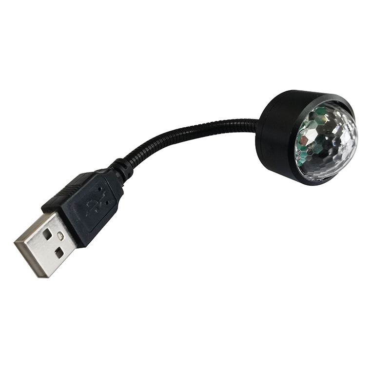 (USB Ambient Light)Mini USB Party Colorful Light Sound Activated Rotating Disco Ball DJ Party Lights RGB LED Stage Lights For Car Bar Club