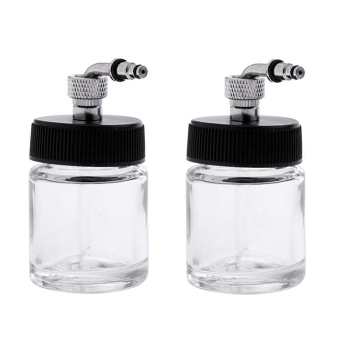2Pcs 22CC Side-Pot Airbrush Glass Bottles Professional Airbrushing