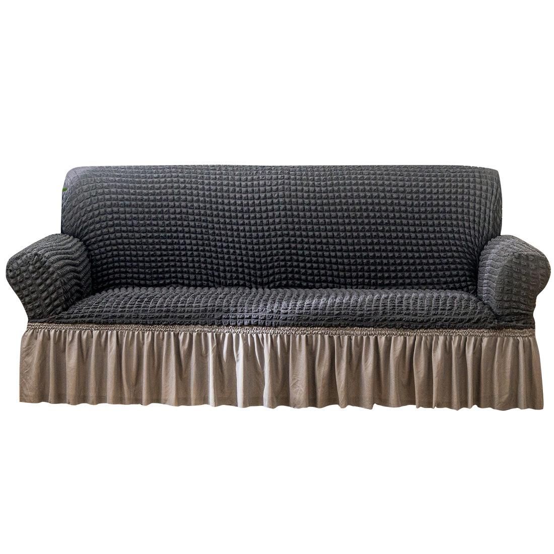 Luxury Fabric Sofa Slipcover Non-Slip All Seasons For 4 Seats-Grey