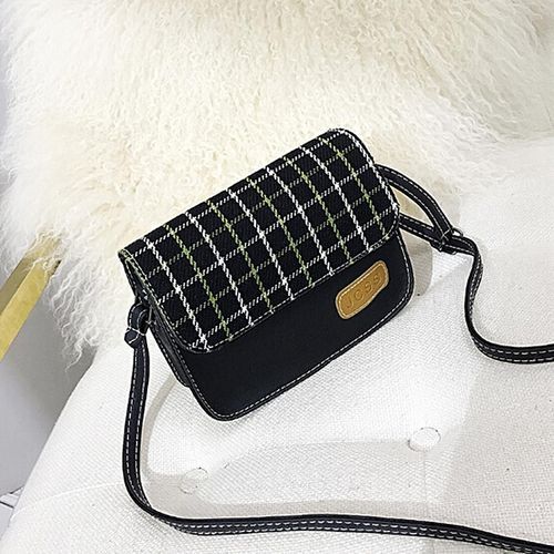 Women Winter Messenger Bags Plaid Square Flap Sling Shoulder Bags