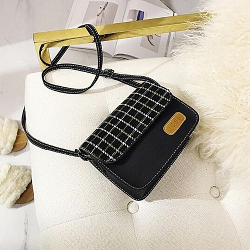 Women Winter Messenger Bags Plaid Square Flap Sling Shoulder Bags