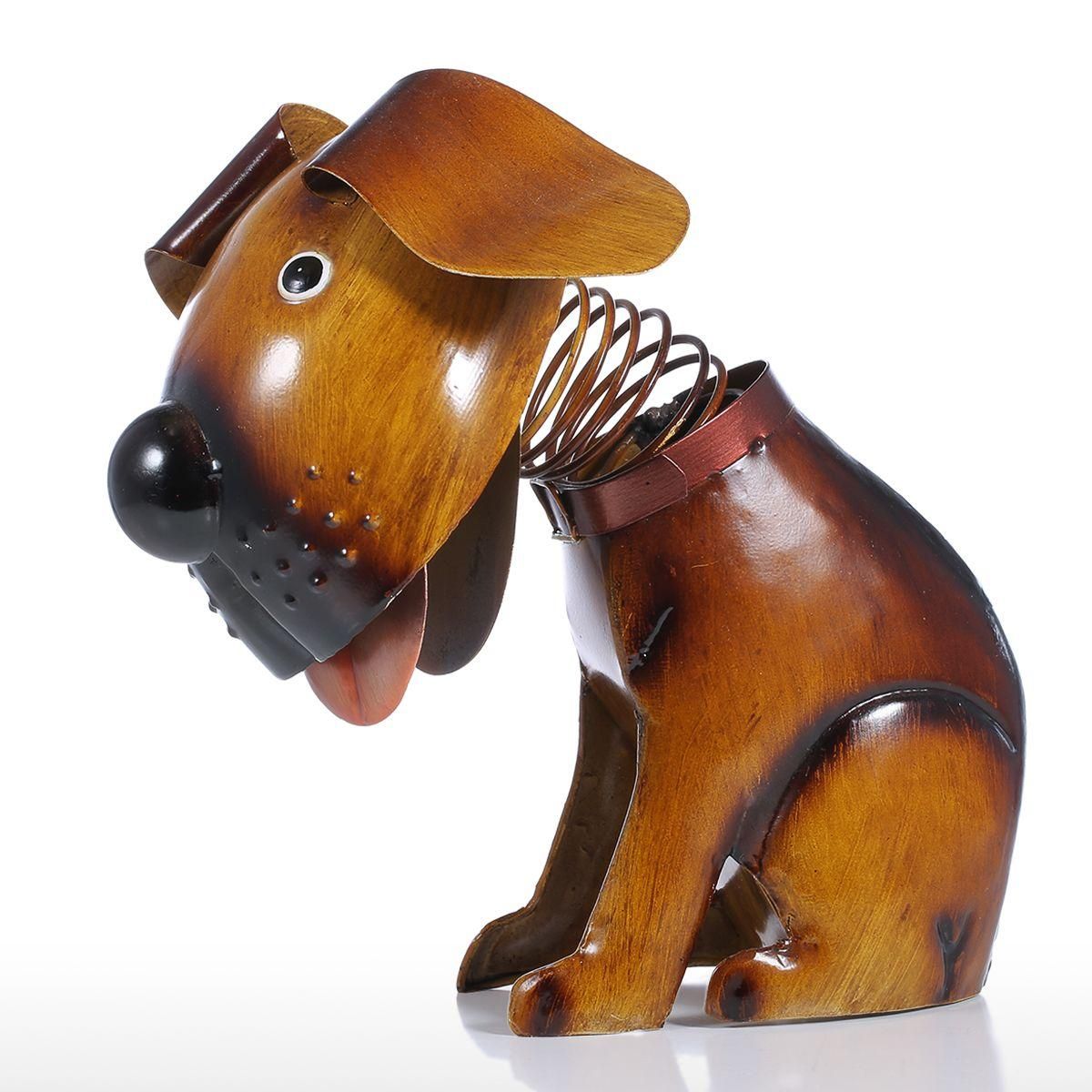 Shakes Head Puppy Iron Handmade Spring Wire Puppy Figurine Home Decoration Gift