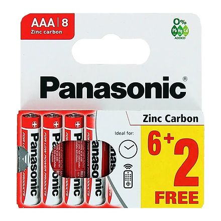 AAA Zinc Carbon Batteries 6 Plus 2 Free