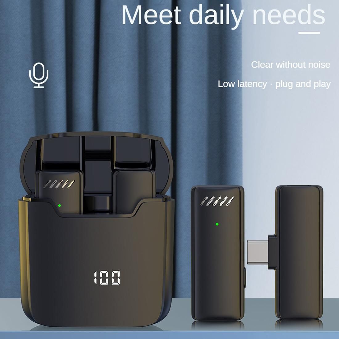 48H Long Endurance Wireless Lavalier Microphone for iPhone USB C Phone