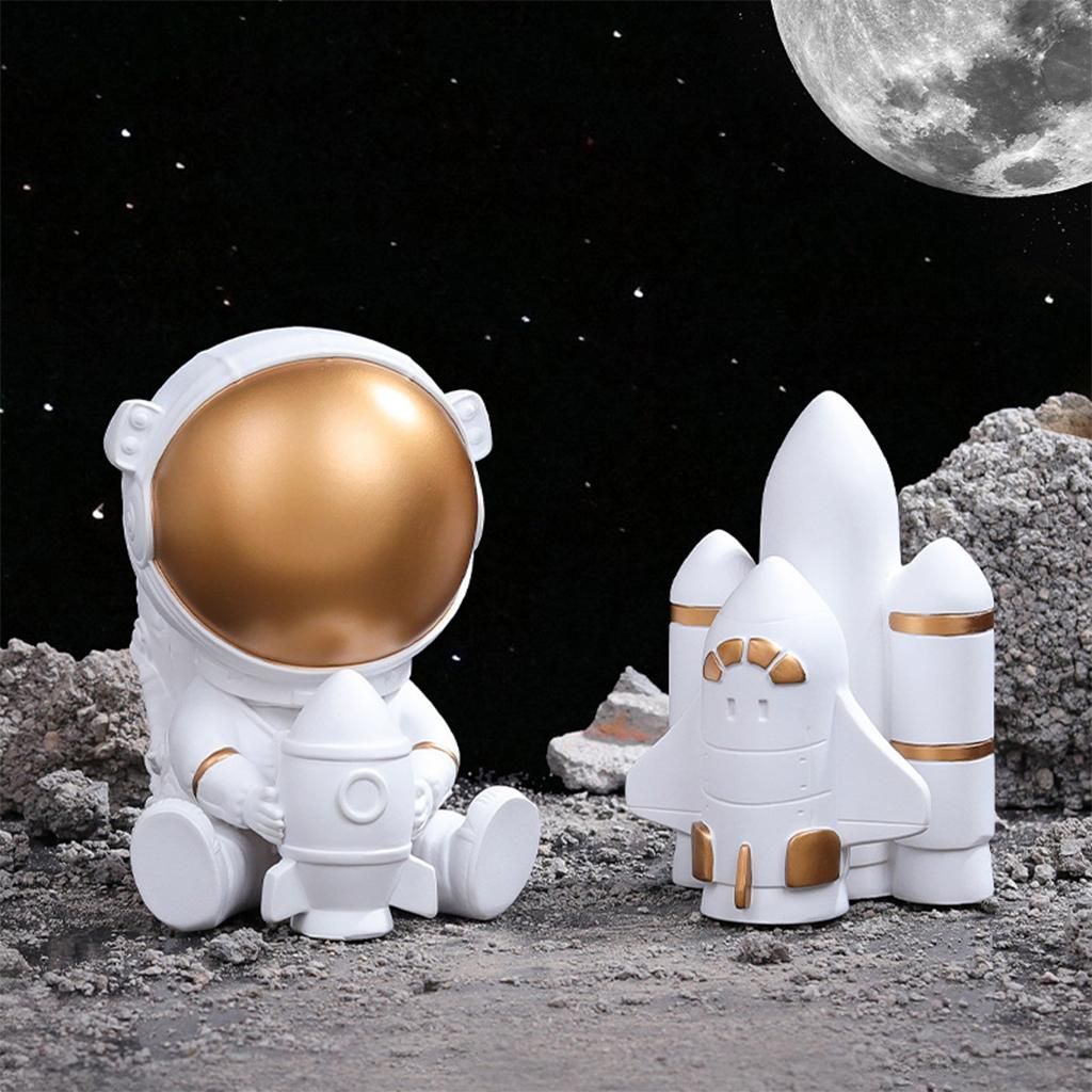 Premium Resin Astronaut Figurines Bar Nursery Bedroom Table Sit Gold