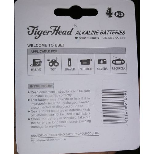 1.5V AA Alkaline Non-Rechargeable Batteries