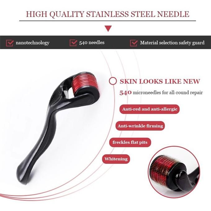 Health and beauty 540 microneedle derma roller instrument facial 0.66 mm titanium needle skin care tool