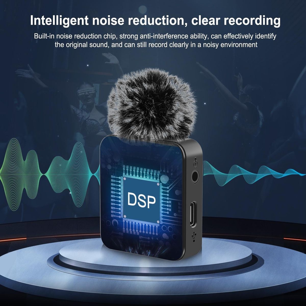 PULUZ PU648B Wireless Microphone System with 1 Receiver & 2 Transmitters 10M Transmission Range Built-in Battery Replacement for Android Phones Computer Laptop Camera for Live Streaming Interview Vlog