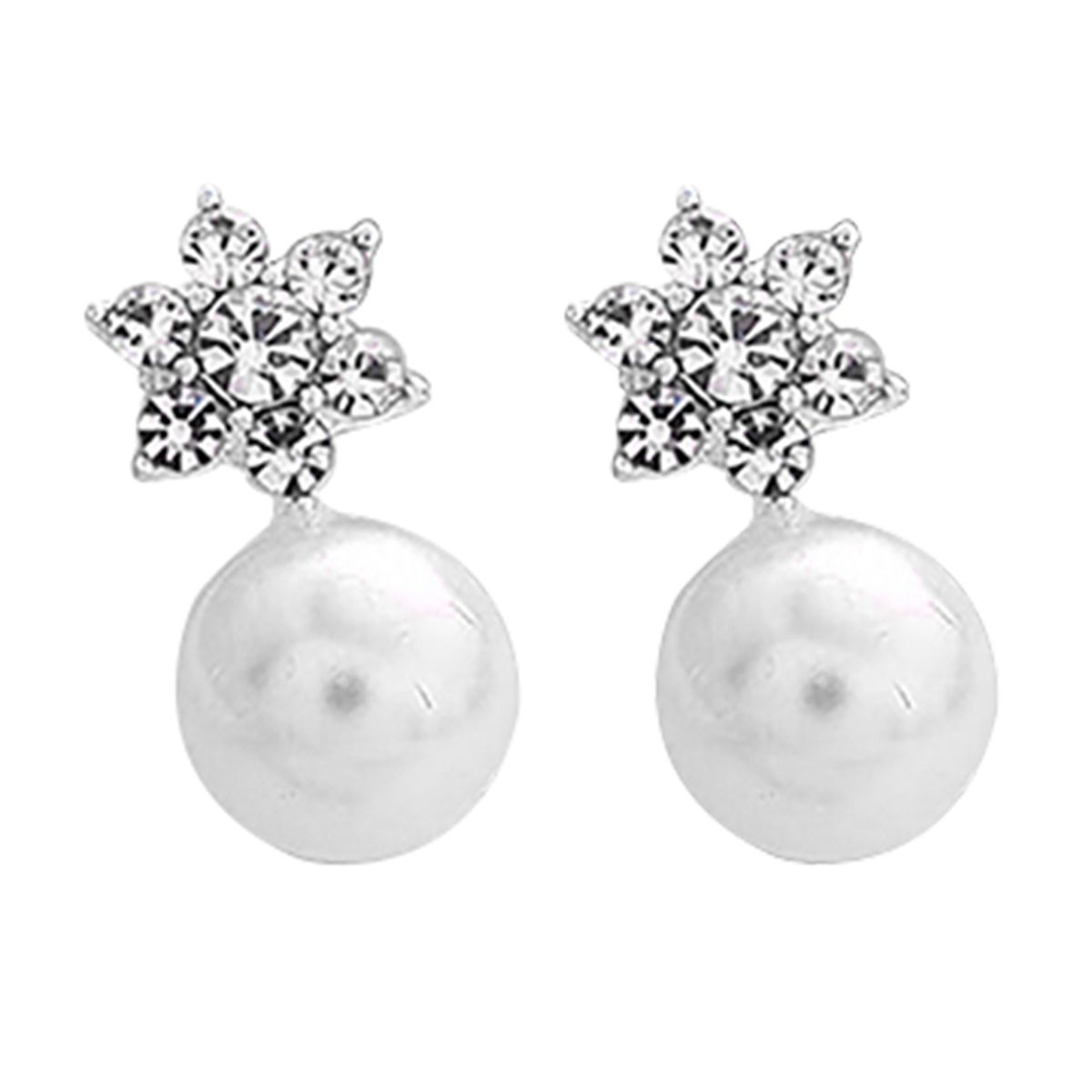 1 Pair Cute Snowflake Shape Faux Pearl Earring For Banquet-