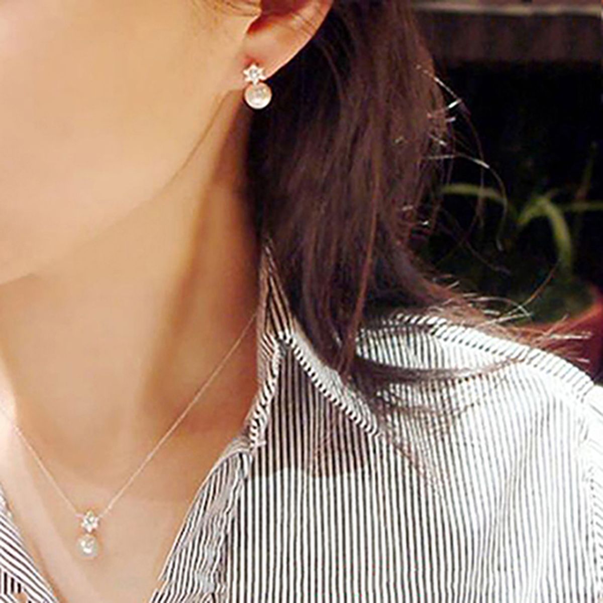 1 Pair Cute Snowflake Shape Faux Pearl Earring For Banquet-