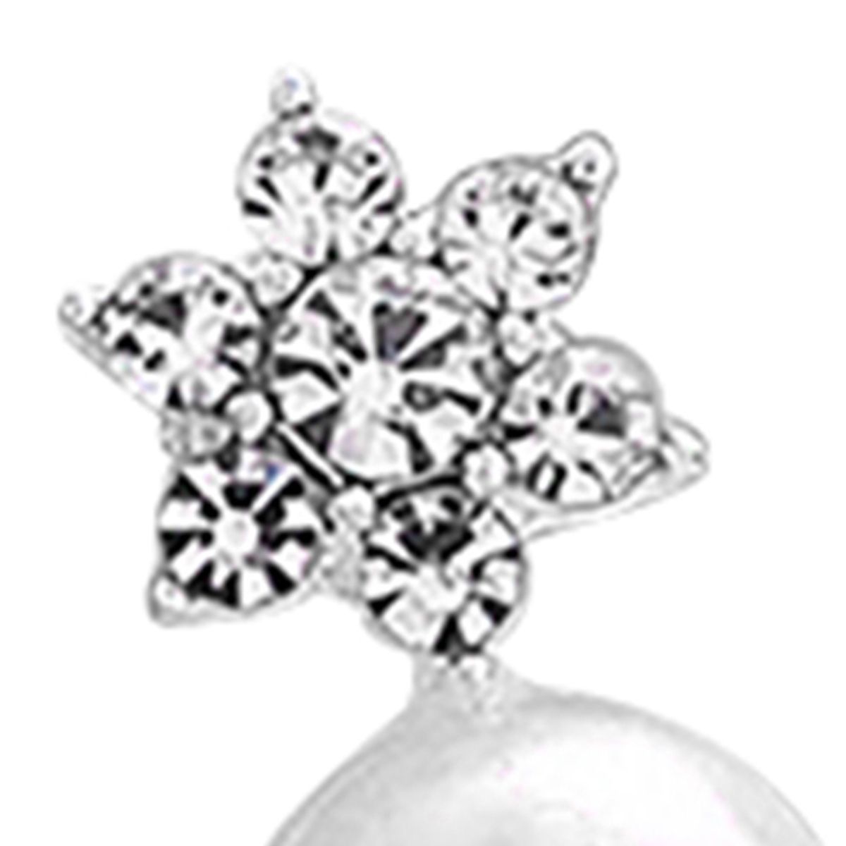 1 Pair Cute Snowflake Shape Faux Pearl Earring For Banquet-