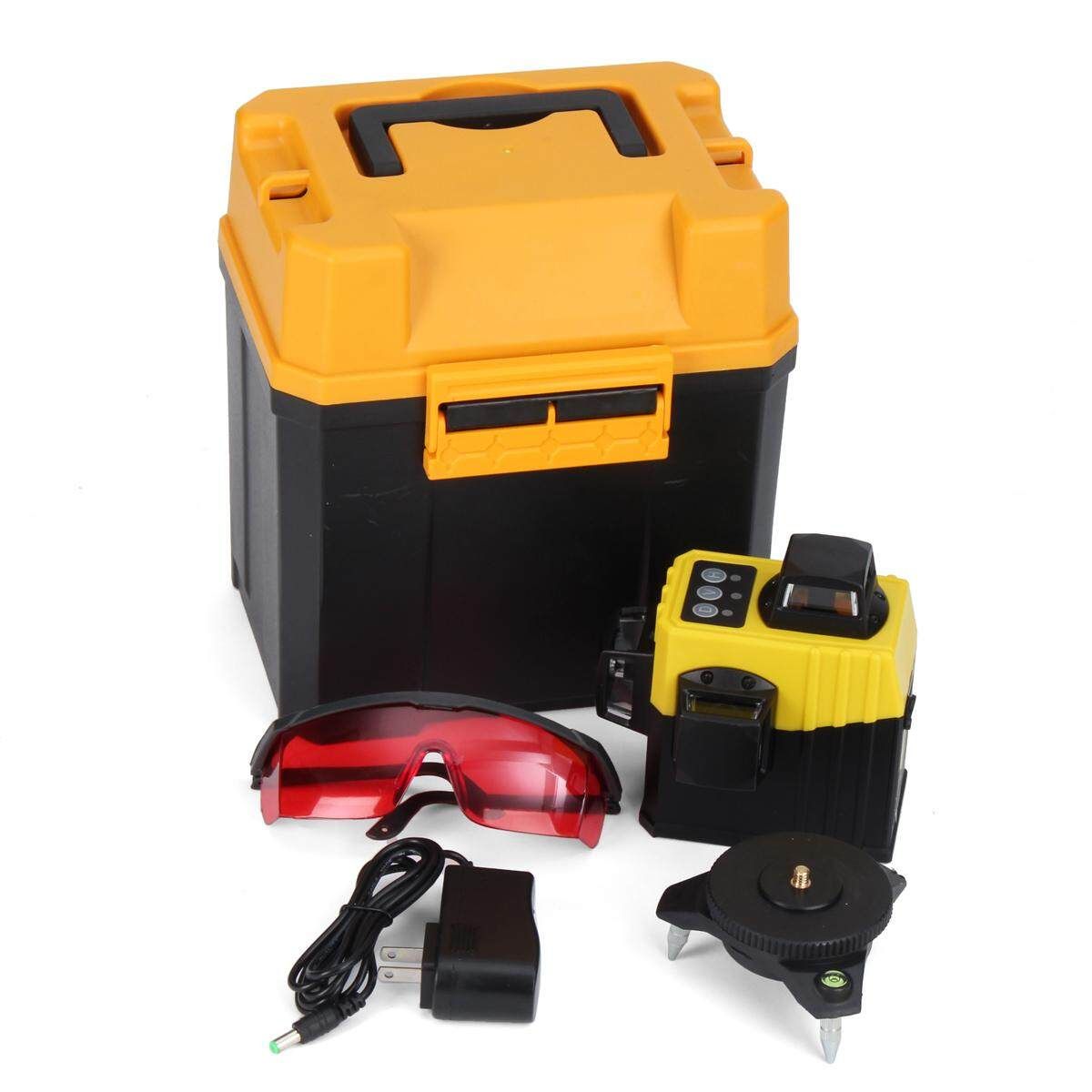 360° 3D 12Line Cross Laser Level Infrared Red Light Auto Leveling Wall Stick Set