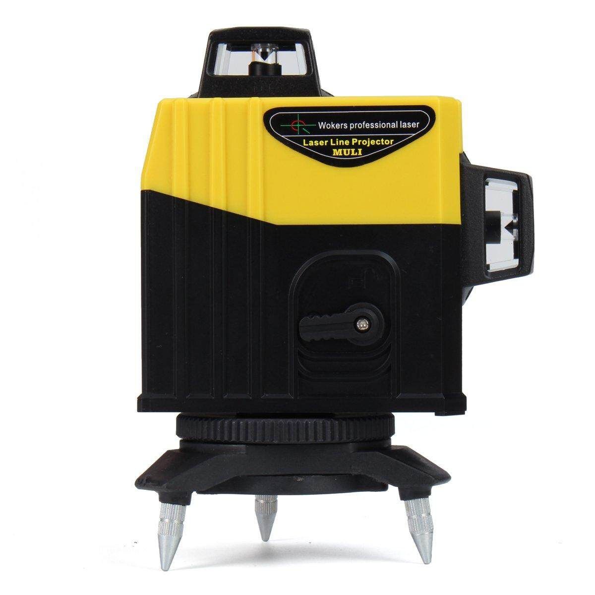 360° 3D 12Line Cross Laser Level Infrared Red Light Auto Leveling Wall Stick Set