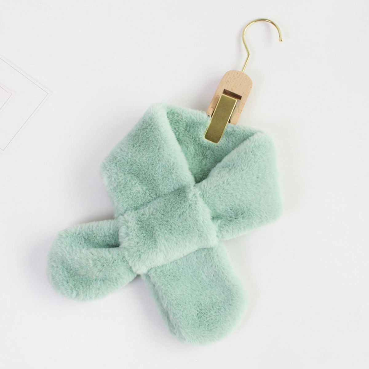 Children Scarf Baby Thickened Faux Rabbit Fur Scarf Mint Green