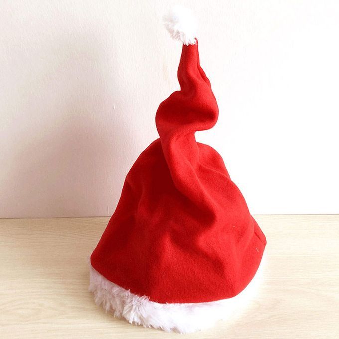 Singing Dancing Christmas Hat Funny Red White Plush For Kids Long Hair