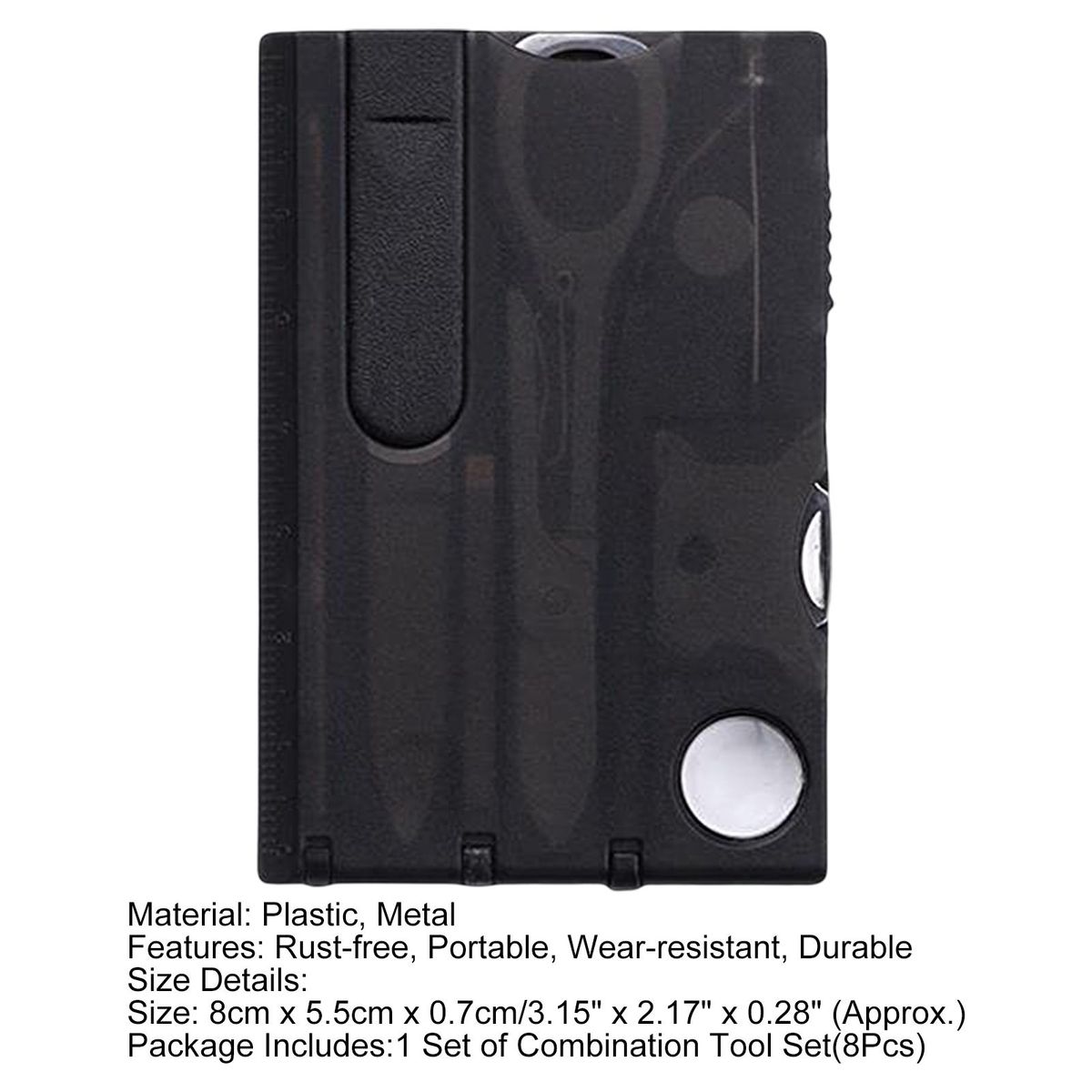 8Pcs Tool Credit Card Pocket Tools Black