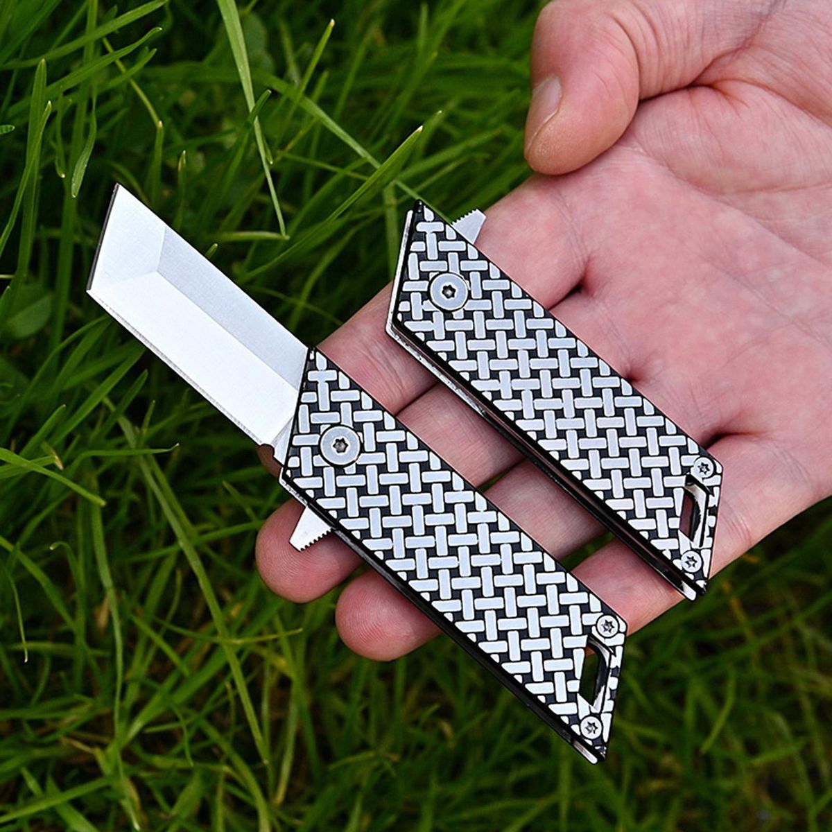 Fruit Cutter Comfortable Grip Mini-folding Cutter Black Silvery