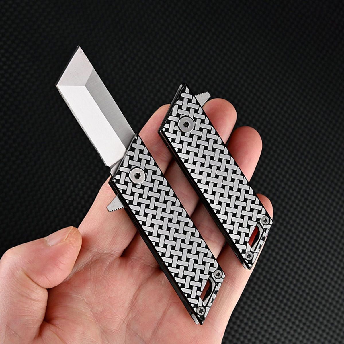 Fruit Cutter Comfortable Grip Mini-folding Cutter Black Silvery