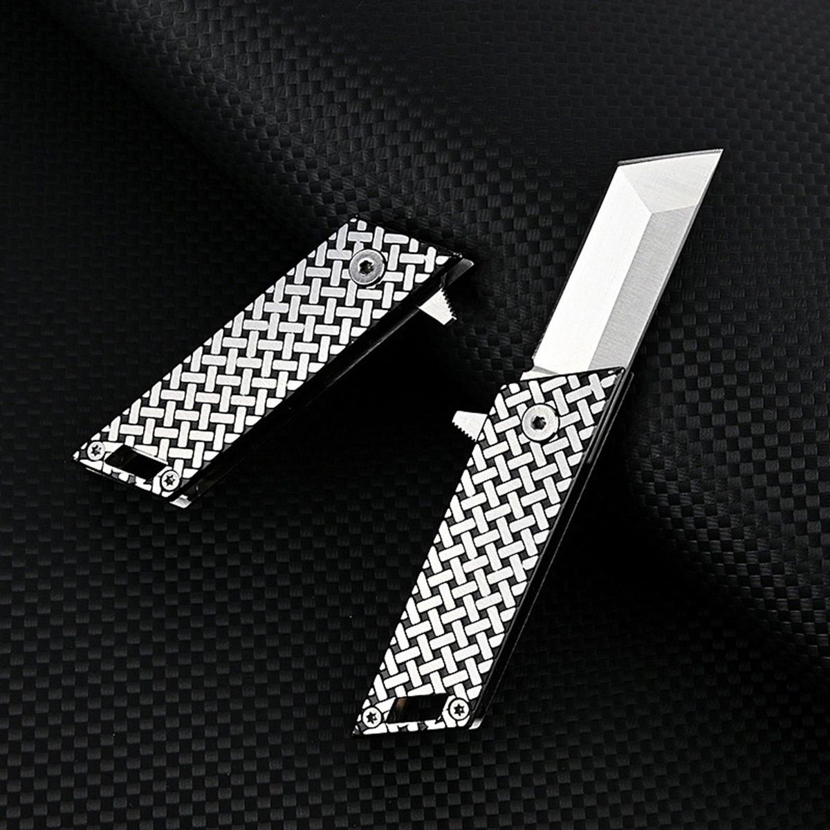 Fruit Cutter Comfortable Grip Mini-folding Cutter Black Silvery