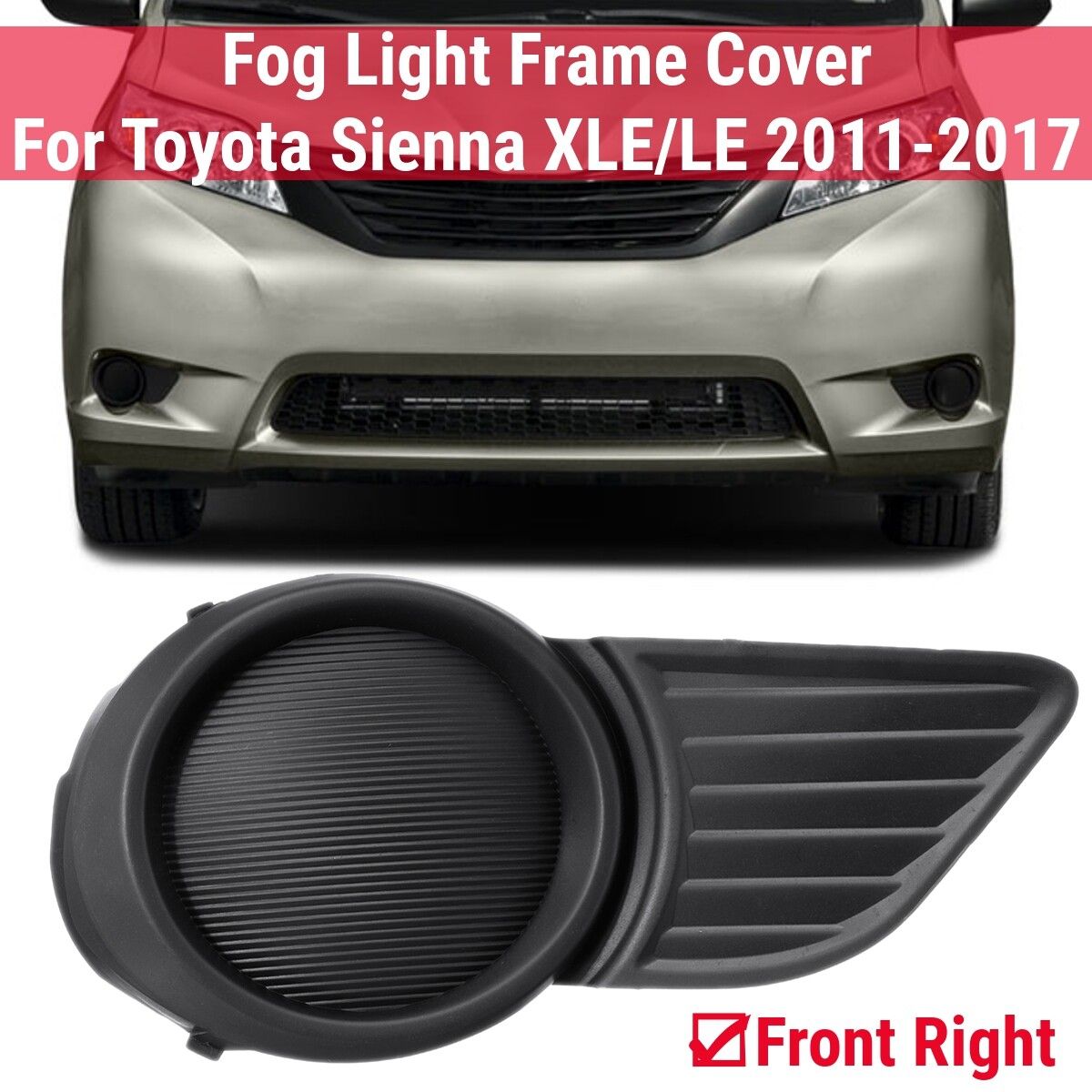 Front Fog Light Lamps Frame Cover Trim For 2011-2017 Sienna XLE LE