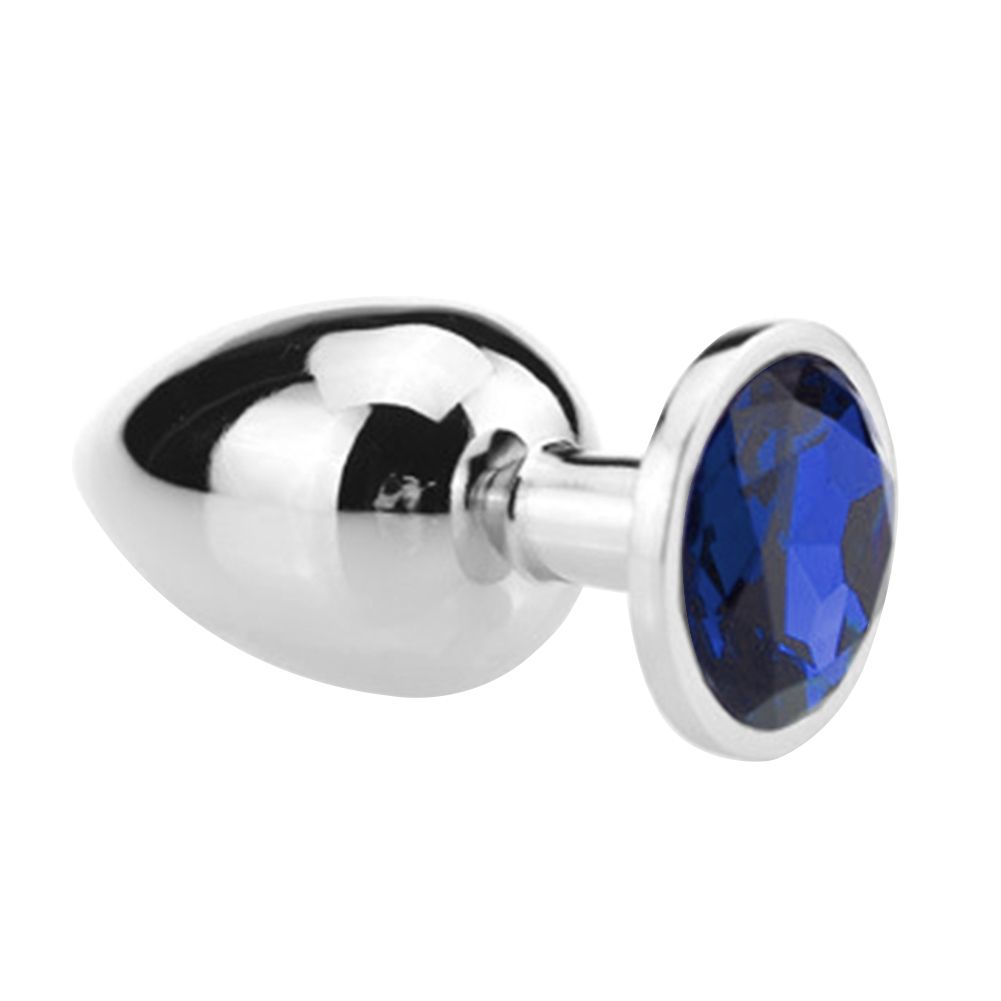 Faux Diamond Anal Plug Penis Dildo Vagina Massage-Dark Blue