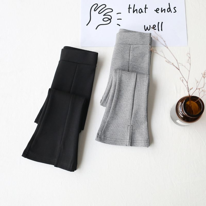 Cotton Kids Fashion Plain Casual Girls Wide Leg Trousers -Green