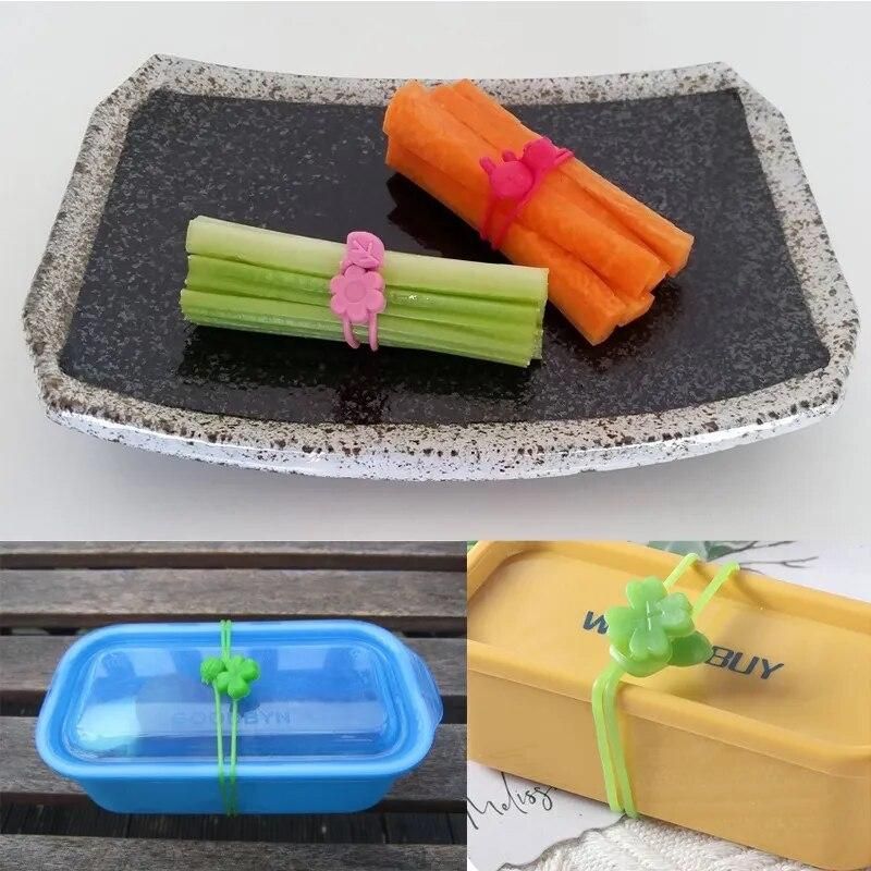 5pcs Multi-Purpose Silicone Rubber Strap Silicone Wrap Bands Bento Box Elastic Silicone Band Lunch Box for Home Storage Tools