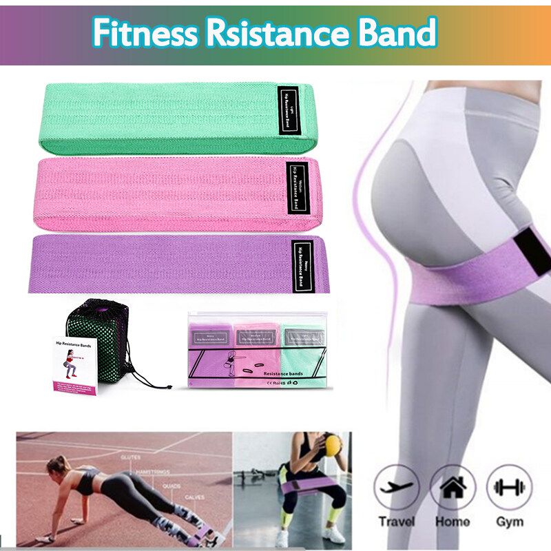 Yoga Elastic Hip Circle Band Squat Resistance Hip Belt Tension Portable Yoga Gym Training Band Tension Band Blue/Purple/ Pink Black Net Bag For Home Gym Travel Purple