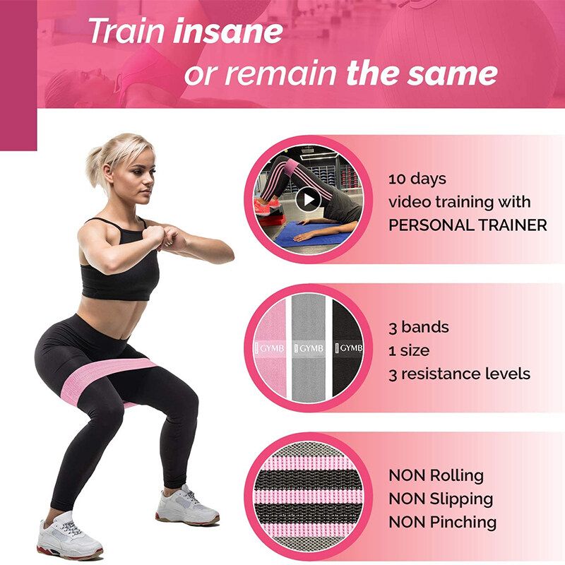Yoga Elastic Hip Circle Band Squat Resistance Hip Belt Tension Portable Yoga Gym Training Band Tension Band Blue/Purple/ Pink Black Net Bag For Home Gym Travel Purple