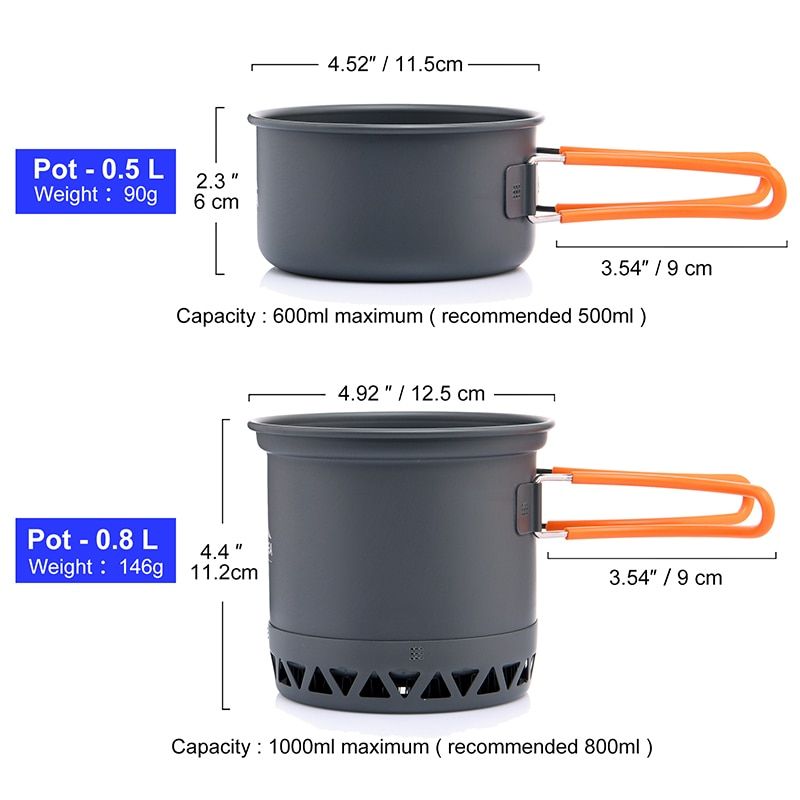 Camping Ultra-light Cookware Pots Set Gas Burner Stove Cook Cup Outdoor Travel Tableware Spoon