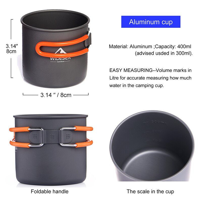 Camping Ultra-light Cookware Pots Set Gas Burner Stove Cook Cup Outdoor Travel Tableware Spoon