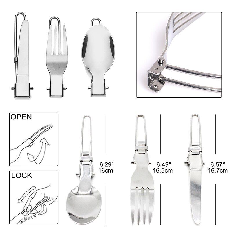Camping Ultra-light Cookware Pots Set Gas Burner Stove Cook Cup Outdoor Travel Tableware Spoon