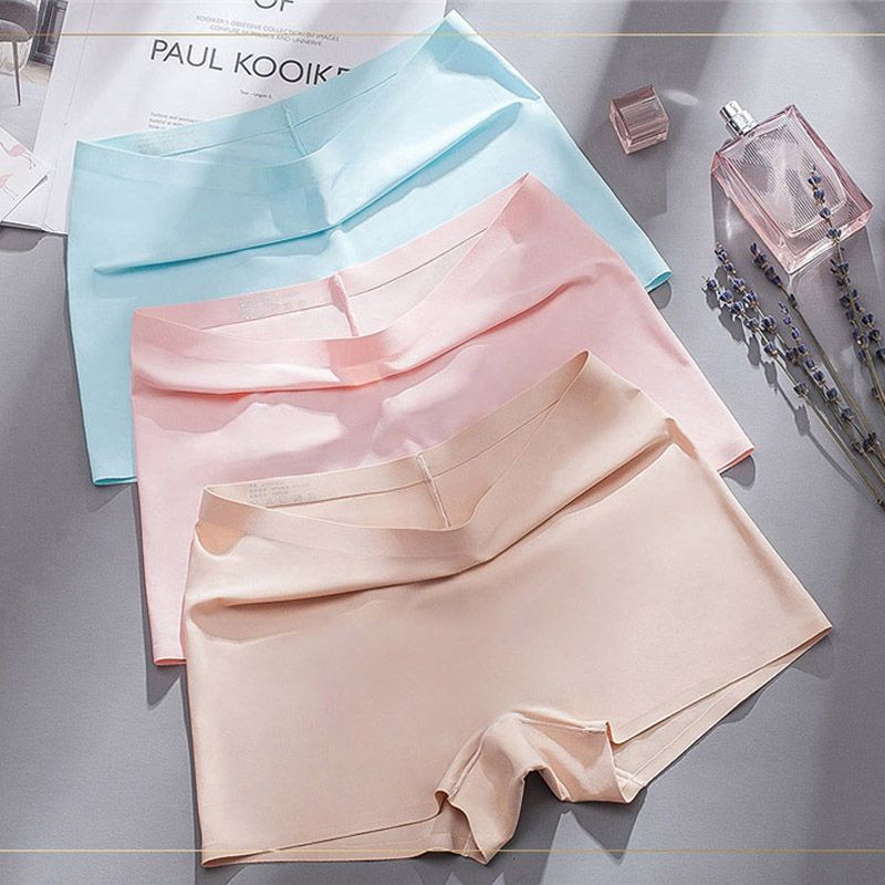 3 Pieces/Set Women Seamless Ice Silk Mid Wais Ladie Boyshorts