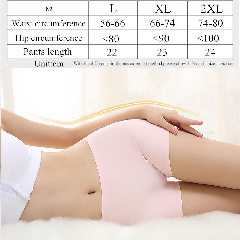 3 Pieces/Set Women Seamless Ice Silk Mid Wais Ladie Boyshorts