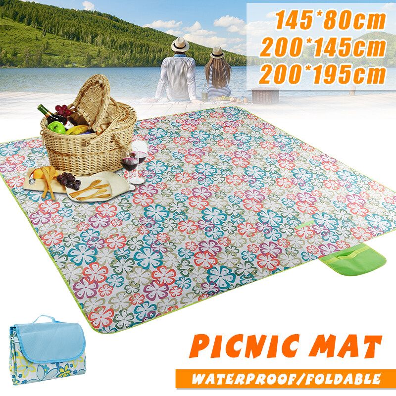 1.45/2M Large Picnic Mat Waterproof Folding Rug Outdoor Camping Beach Blanket Green-1.95x2M