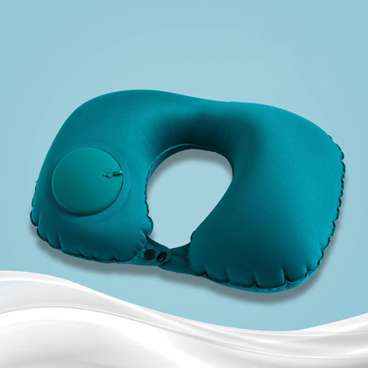 U Shape Travel Pillow Neck Support Green Silky Fabric