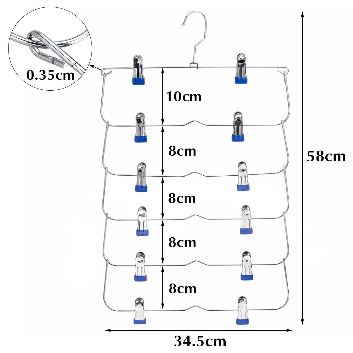 6 Layer Stainless Steel MultiFunctional Wardrobe Magic Clothes Hangers Pant Rack Rose Red