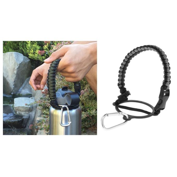 Paracord Water Bottle Handle Holder 12-64oz For Takeya Hiking Gray