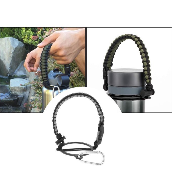 Paracord Water Bottle Handle Holder 12-64oz For Takeya Hiking Gray